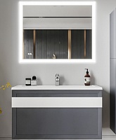 Бриклаер Мебель для ванной Берлин 100 оникс серый с белой ручкой